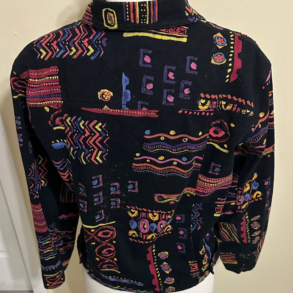 Chico's Black Multicolor Patterned Jean Jacket - image 2